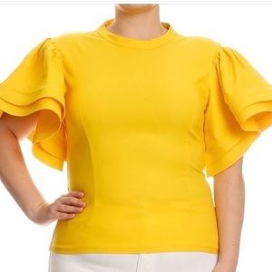 Fitted top with bell sleeves