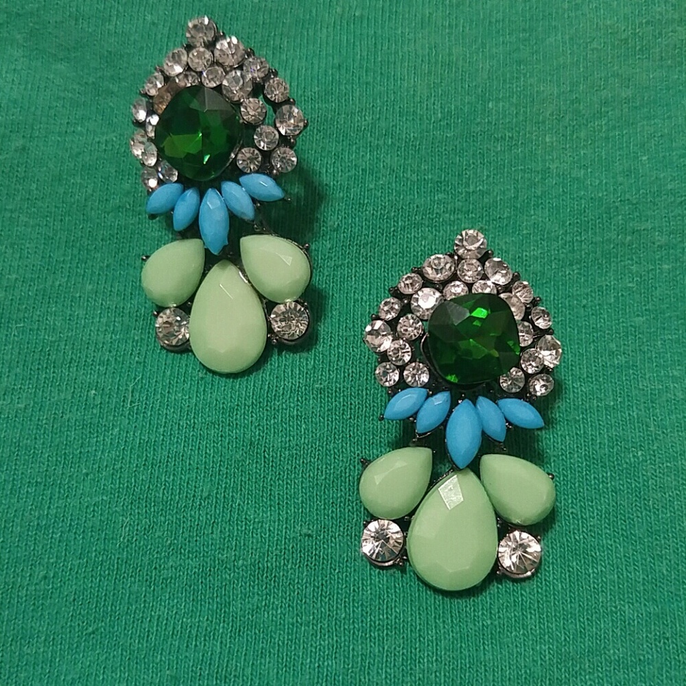 Green bling earrings