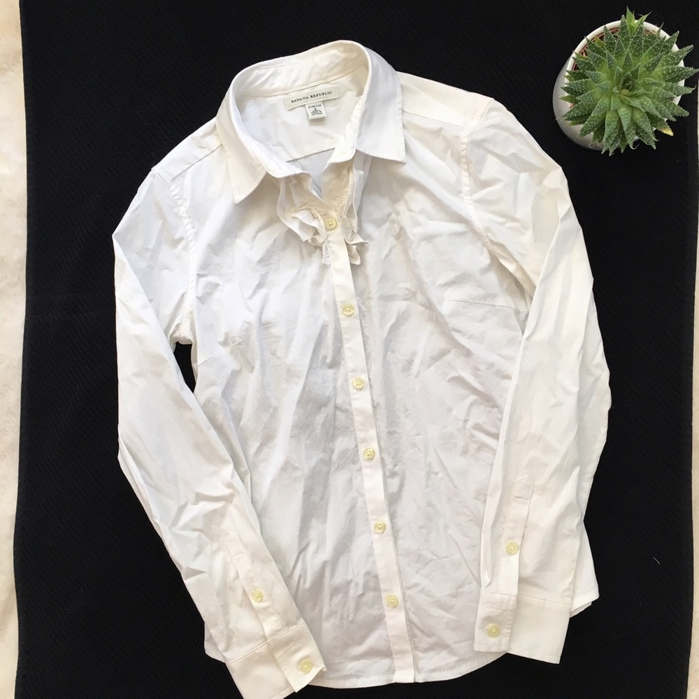 Banana Republic Ruffle Front Button-Down - Small