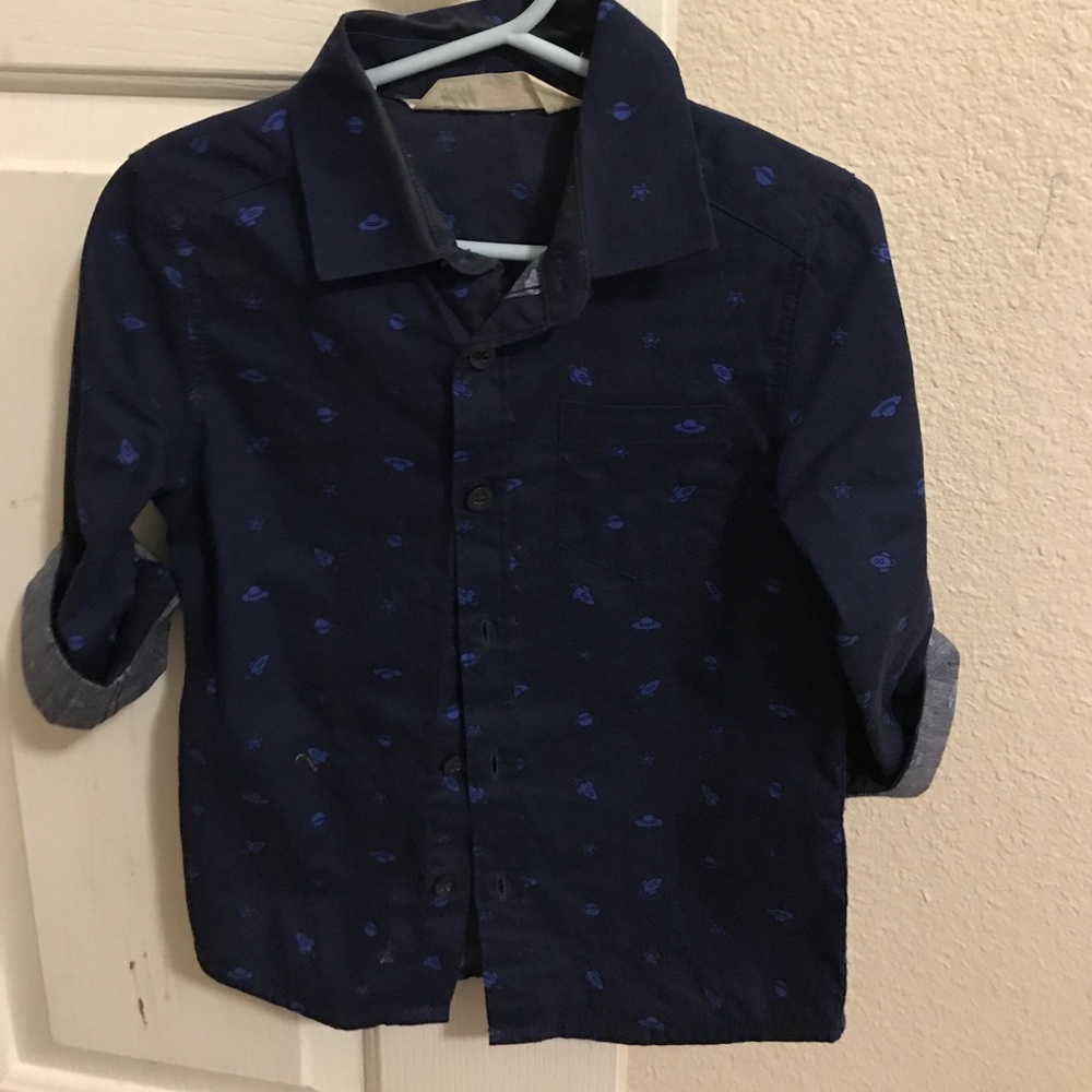 H&M boys Button Down Space Ship Print