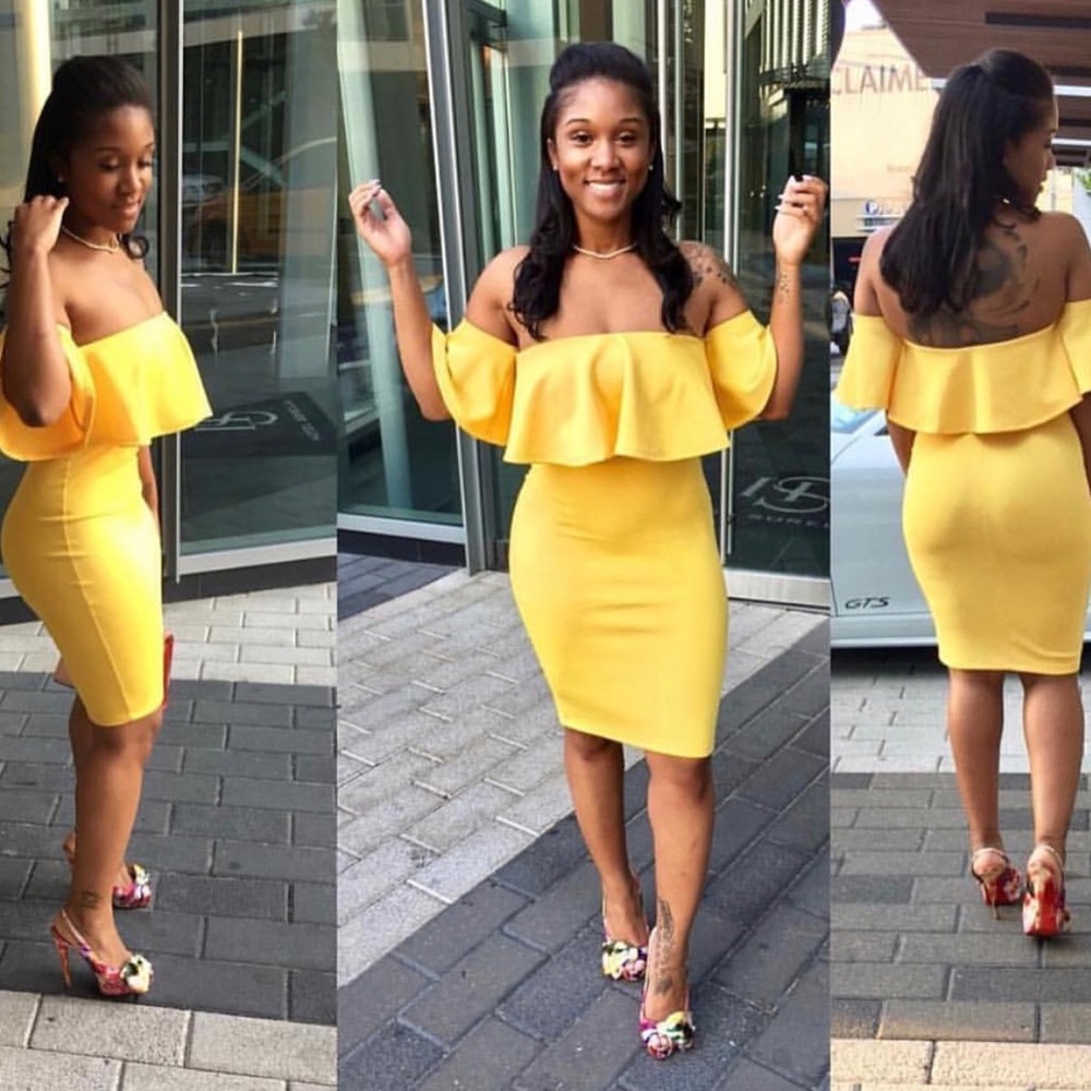 💕 Off The Shoulder Ruffle Dress - Picture 1 of 8