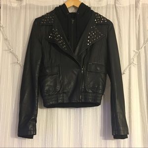 Obey faux leather studded moto jacket