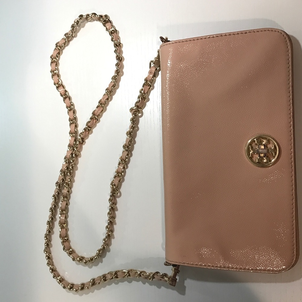 Cream and gold Tory Burch cross body bag