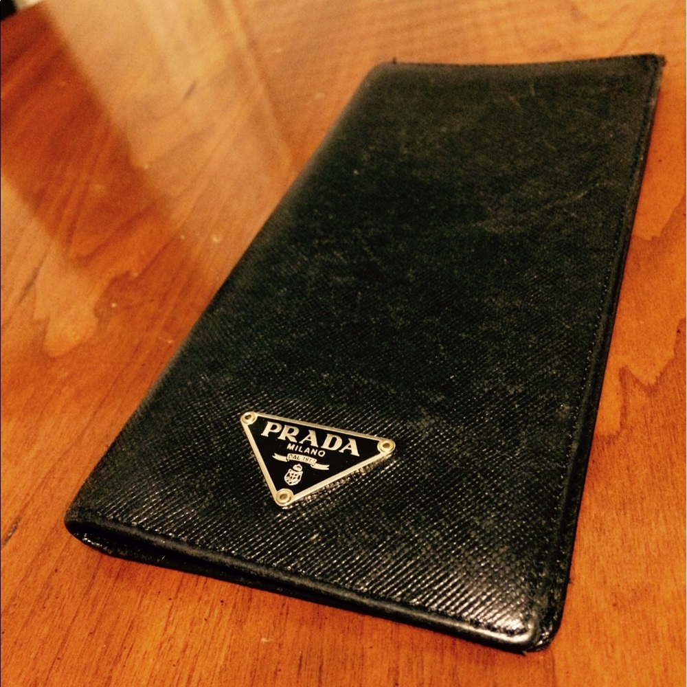 Prada saffiano check book leather case