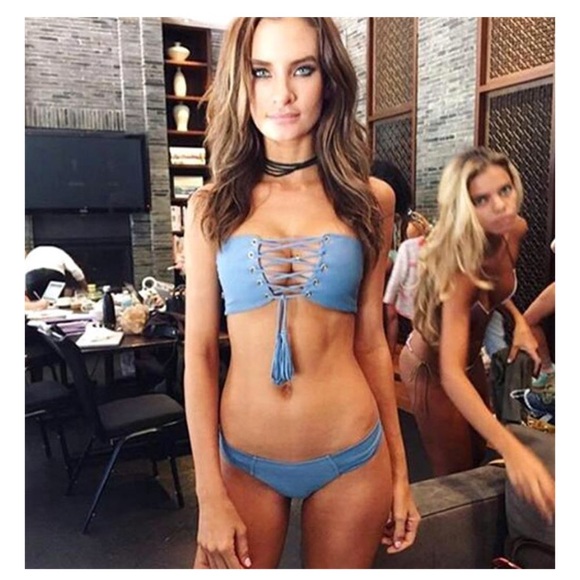 MUST GO ‘Madelyn’ Burgundy strapless bandeau tie up bikini - Picture 3 of 5