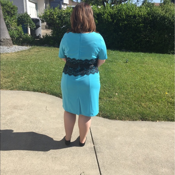 Vintage Blue and Black Lace Dress - Picture 2 of 2