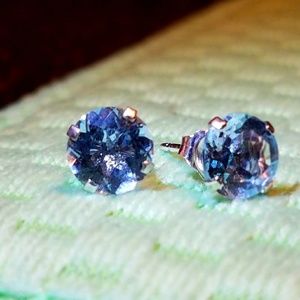 Blue Topaz and Sterling Silver Stud Earrings