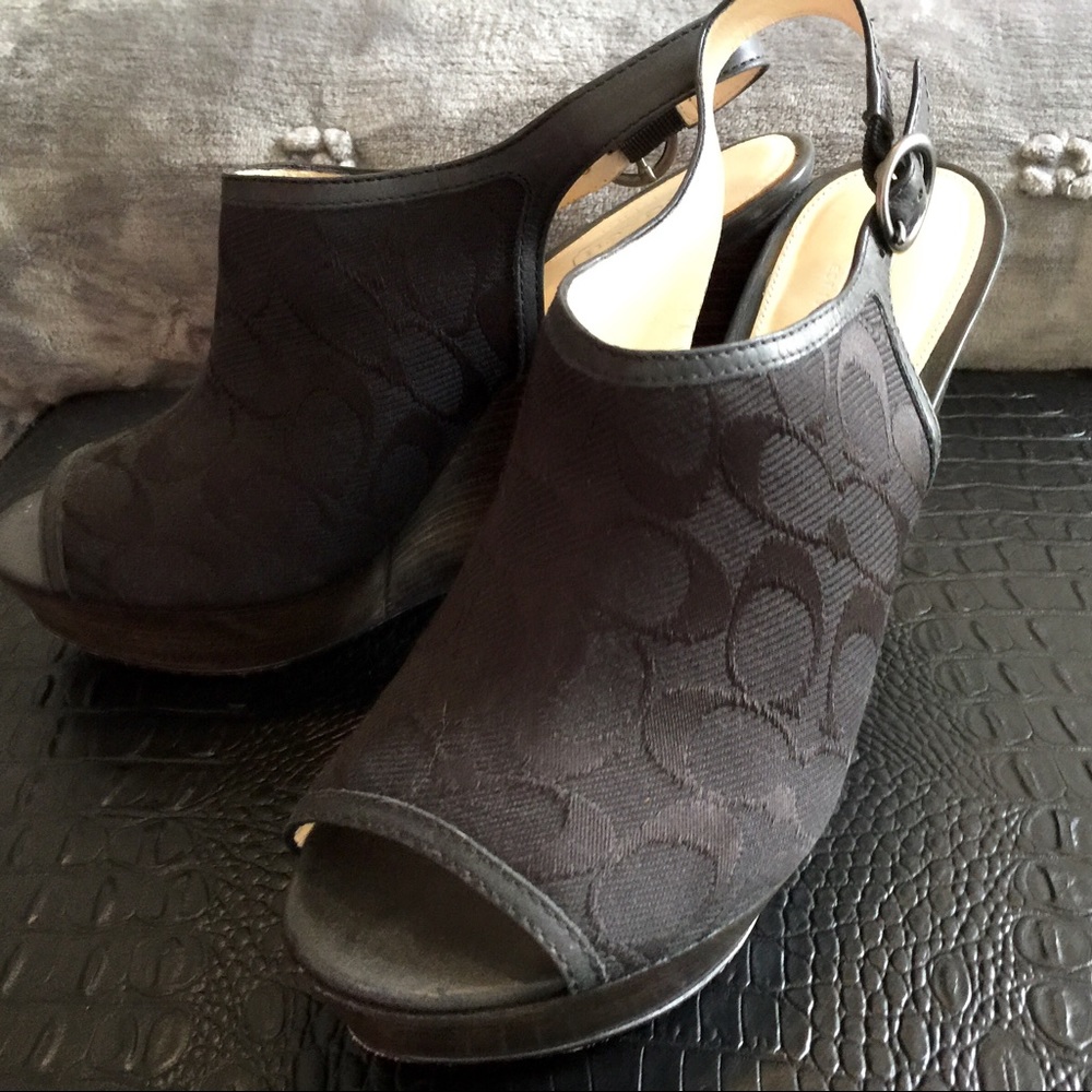 Authentic Black Coach Wedges