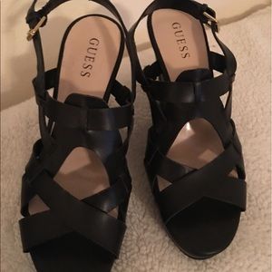 Black Guess wedge heel size 10
