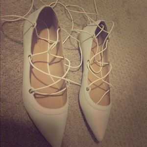 Brand new White Aldo lace up flats