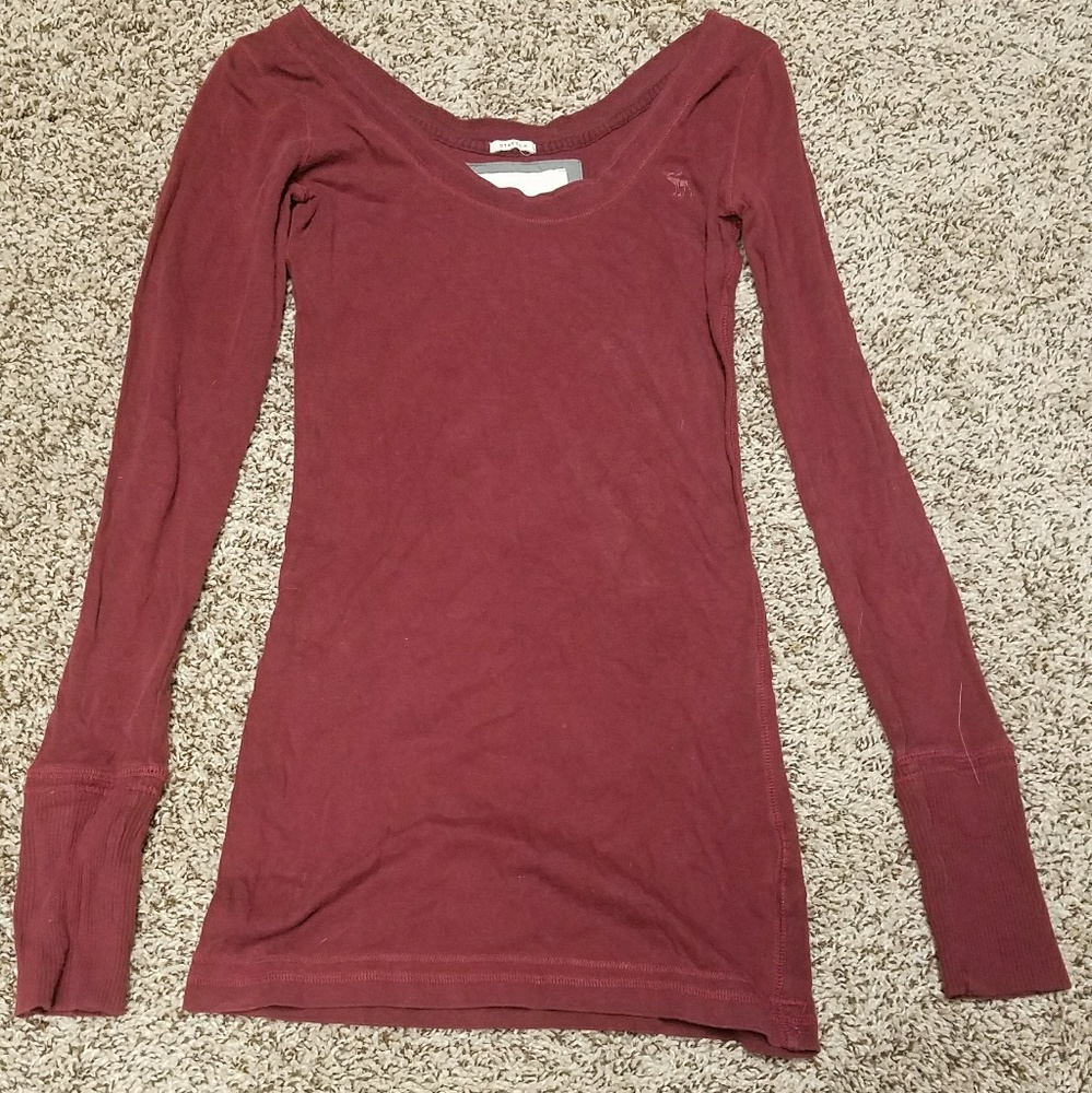 Maroon long sleeve Abercrombie and Fitch shirt