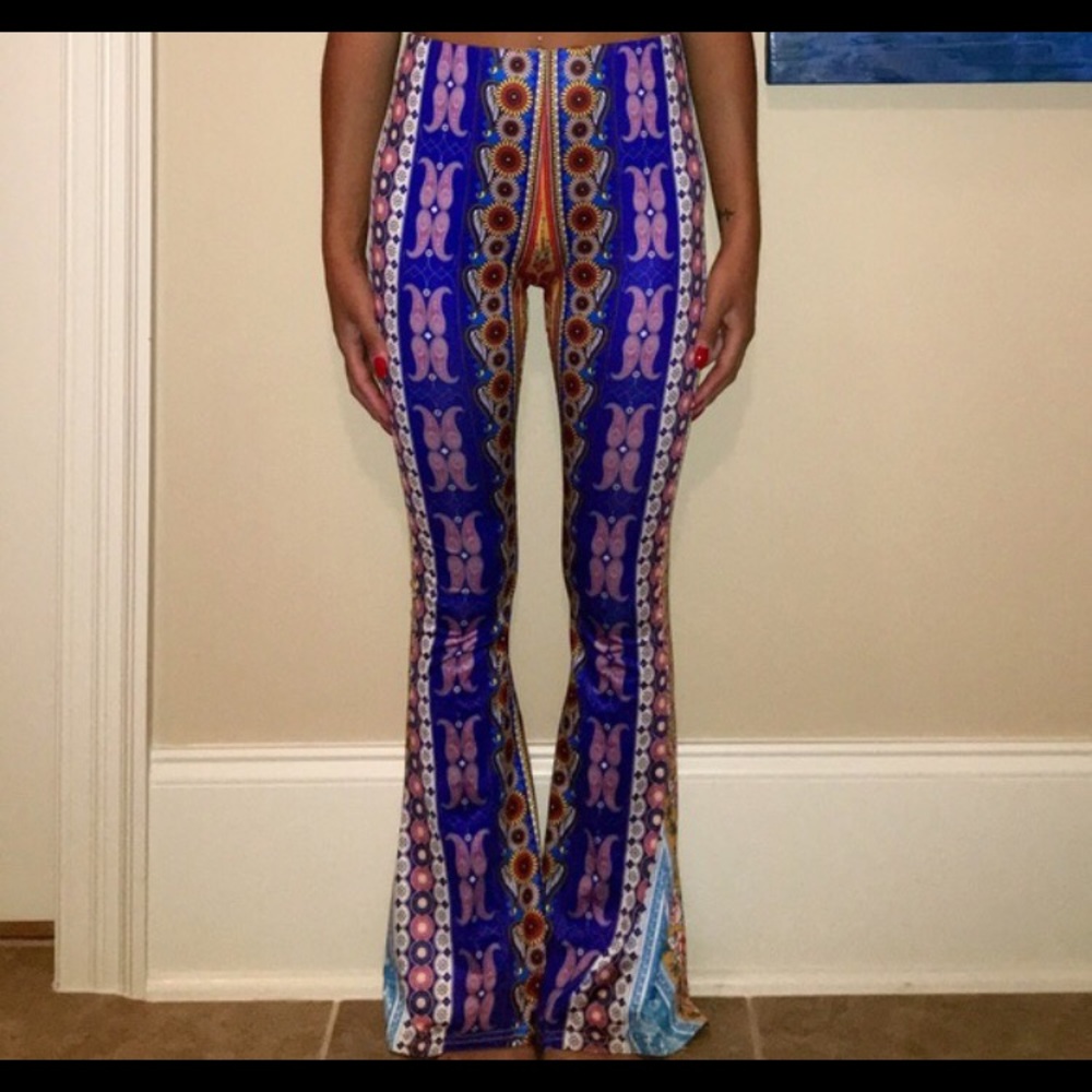 Patterned bell bottom pants