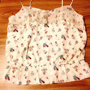 American Eagle Floral Print Ruffle Tank Size XL