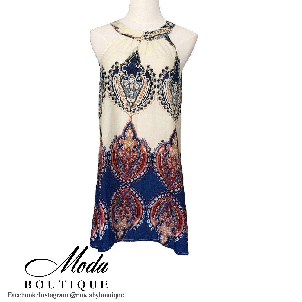 BOHO Print Halter Sleeveless Dress - Picture 4 of 8