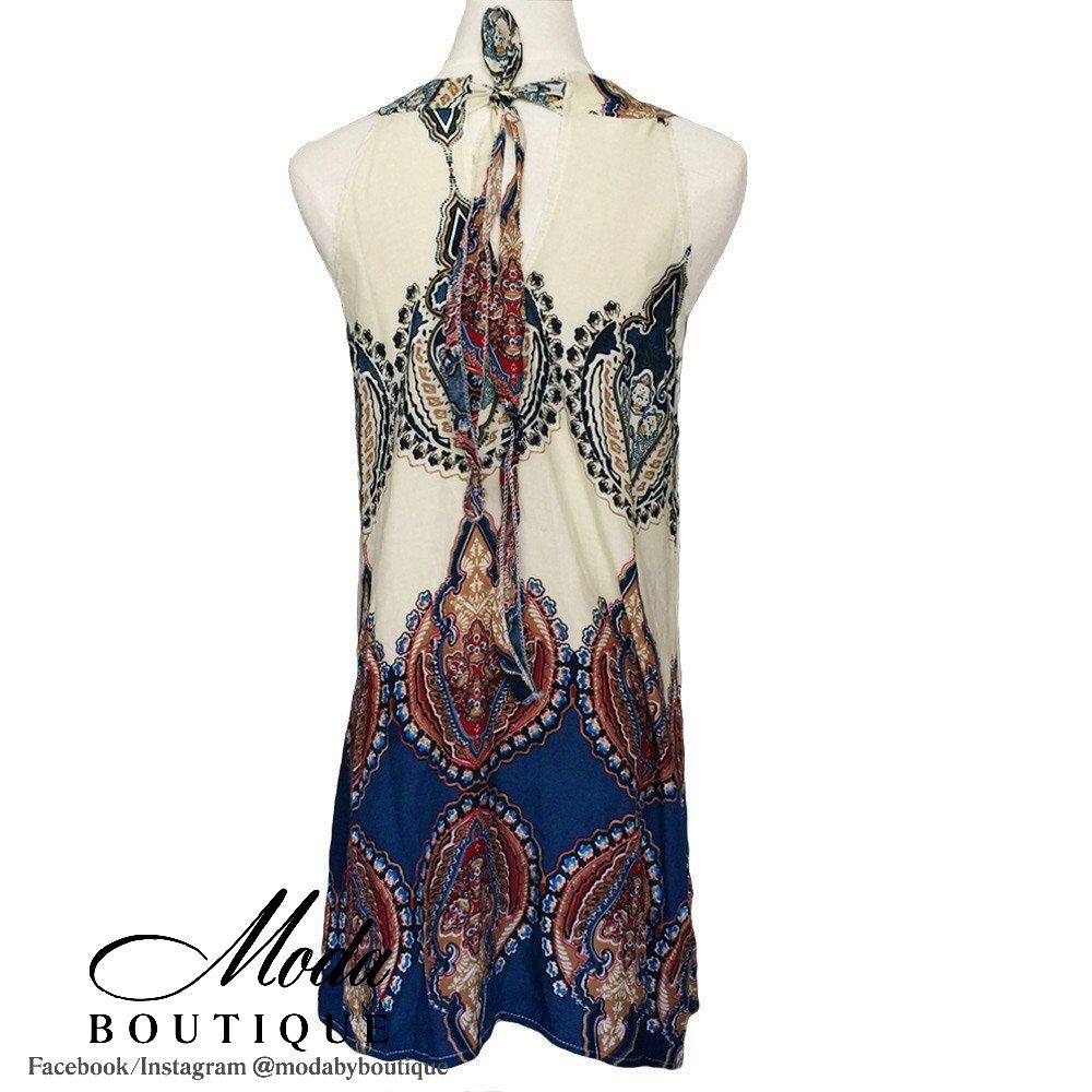 BOHO Print Halter Sleeveless Dress - Picture 5 of 8