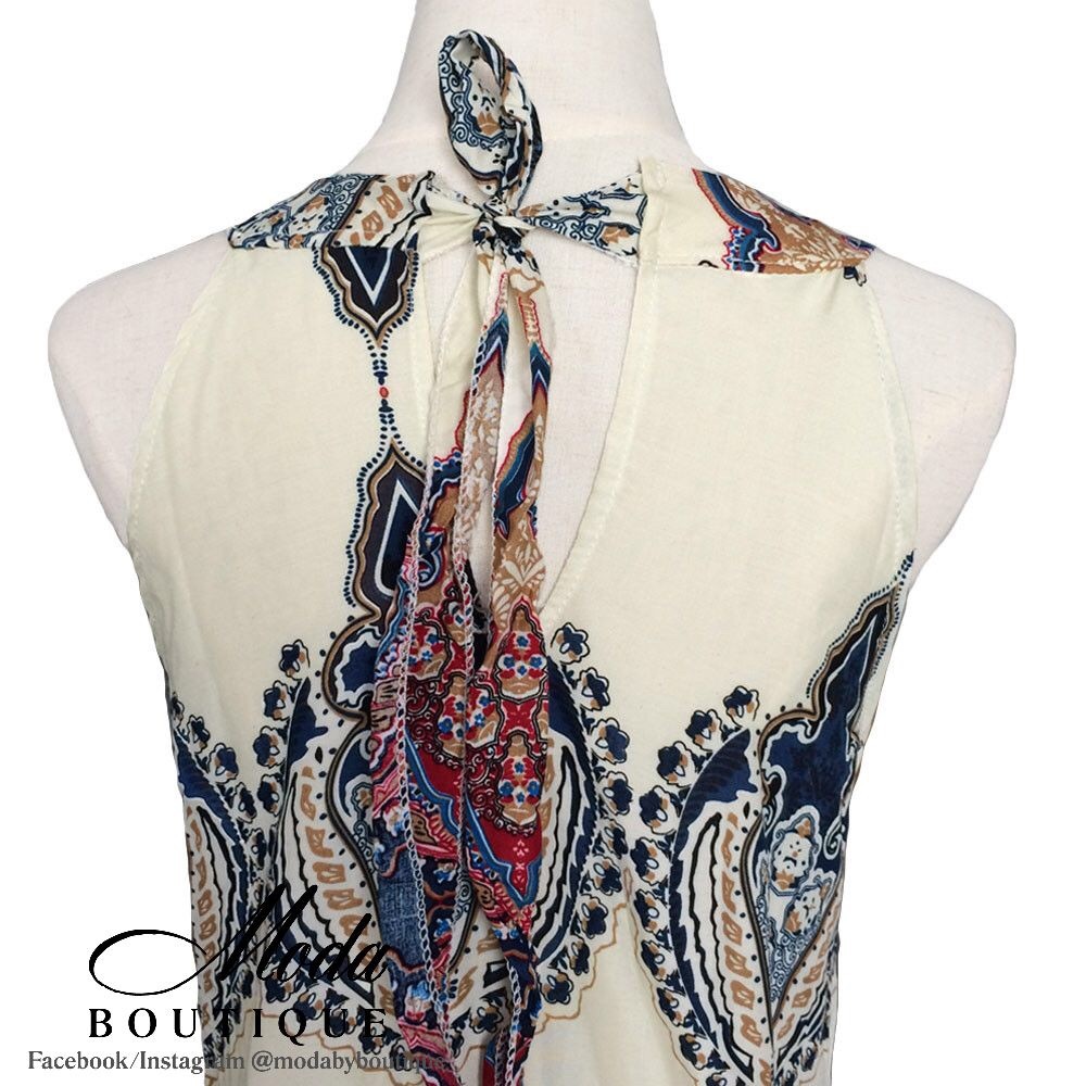 BOHO Print Halter Sleeveless Dress - Picture 6 of 8