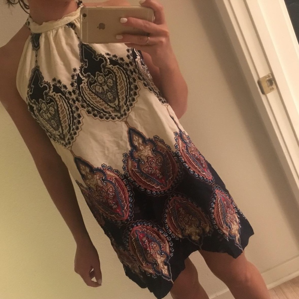 BOHO Print Halter Sleeveless Dress - Picture 7 of 8