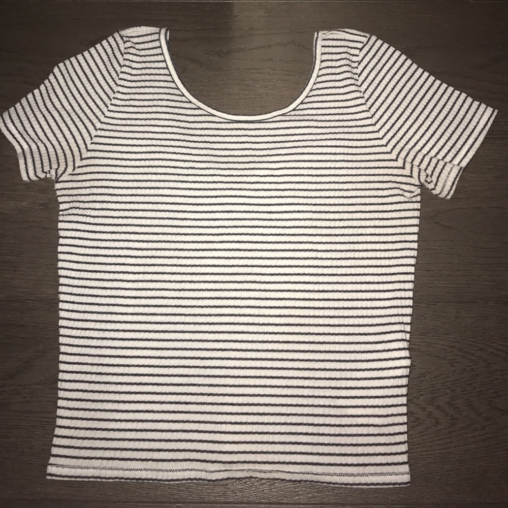 black and white striped crop top