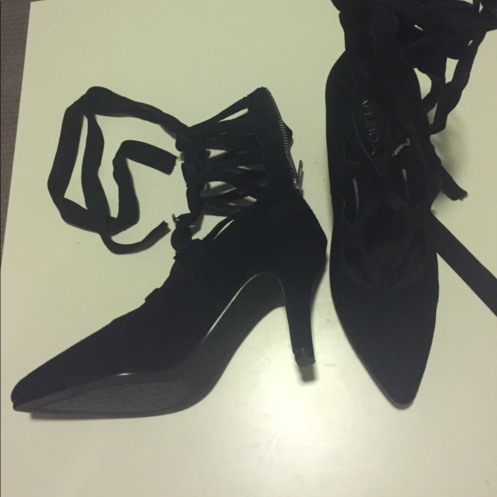 Capezio Valentina lace up black heeled boots