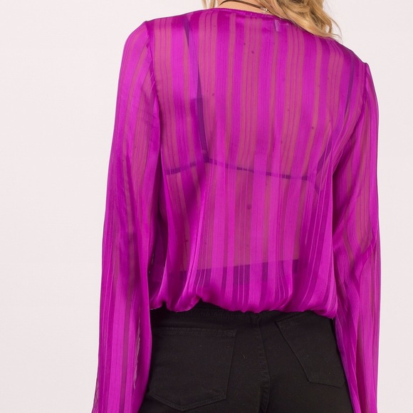 HP🏆Orchid sheer deep V blouse 🎀 - Picture 4 of 4