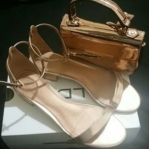 USED ALDO CUTE SANDALS AND CROSSBODY BAG