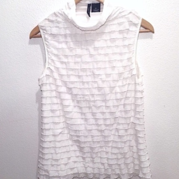 New Directions | White Ruffle Tank Sz Extra Large - Picture 2 of 4
