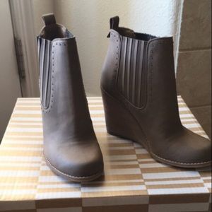 Taupe wedge booties
