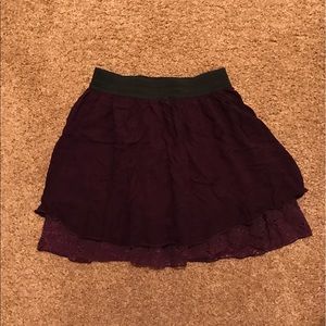 Dark Purple Mini Skirt with Lace
