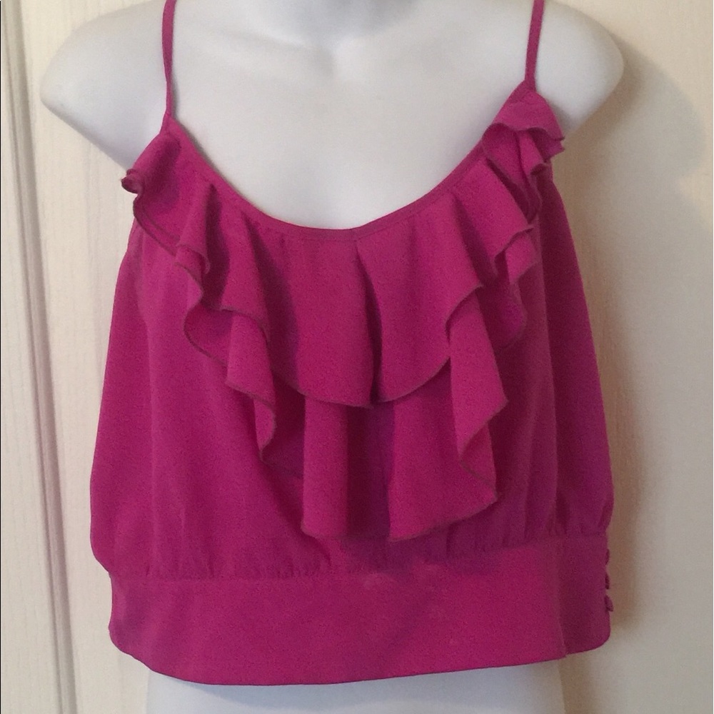Hot Pink Ruffle Crop Top Size L