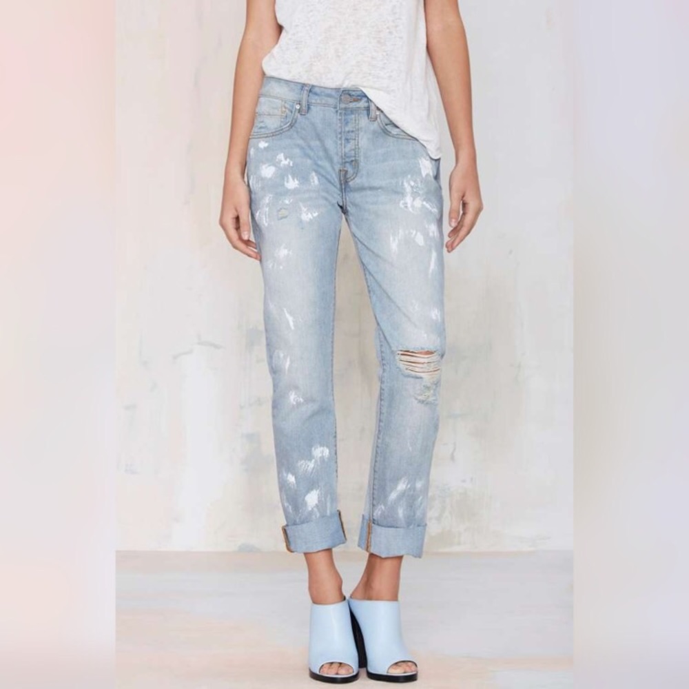 Paint Splattered Boyfriend Jeans - Picture 1 of 6