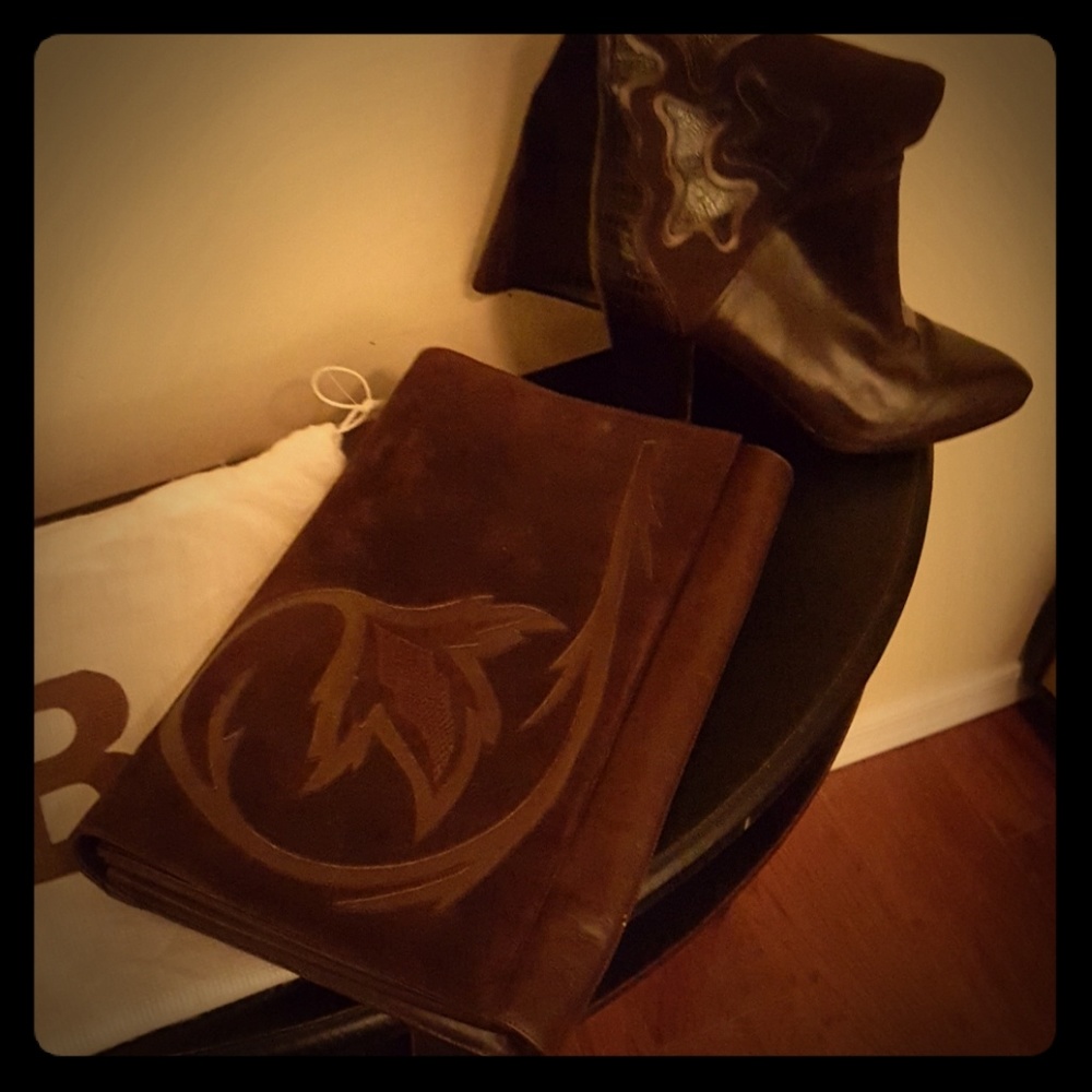 Bally boots and envelope bag. Worn once. Vintage.