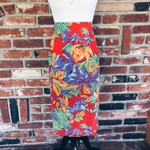 Vtg 80s Tropical Print Pencil Skirt US 16 Vtg 80s Tropical Print Pencil Skirt US 16