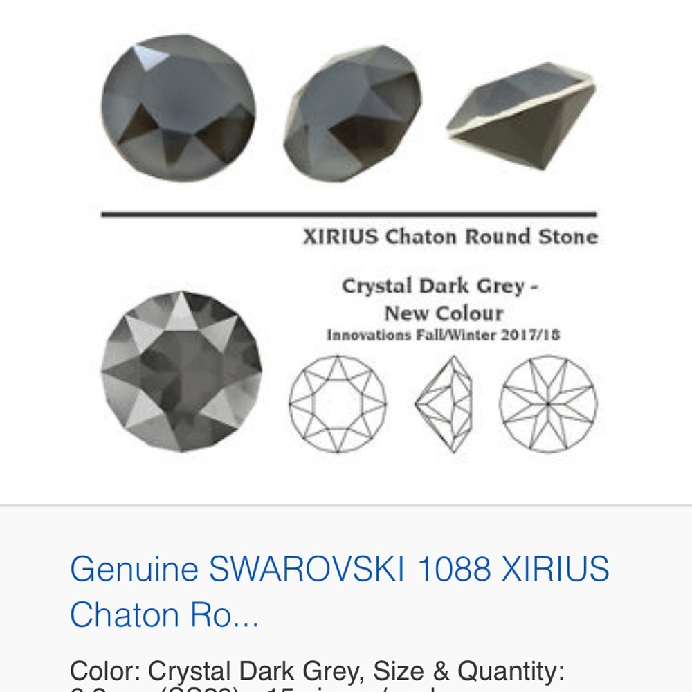 Genuine Swarovski, 6.2mm, Crystal Dark Grey color - Picture 3 of 4