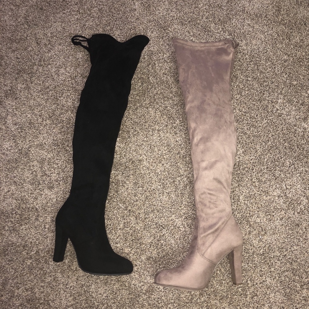 Black Faux Suede Thigh High Boots | MAKE A OFFER - Picture 2 of 5