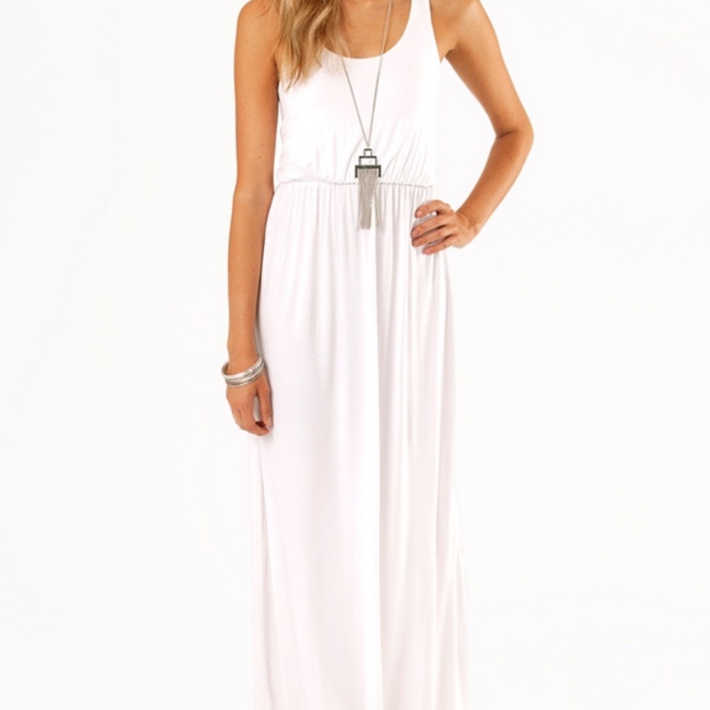 Tobi racerback white long cotton maxi dress