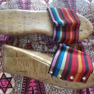 Wedge slide rainbow sandals