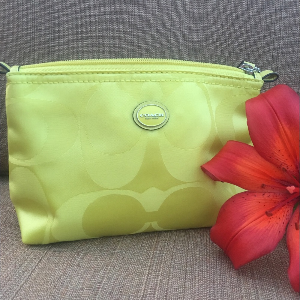 Coach chartreuse make up bag