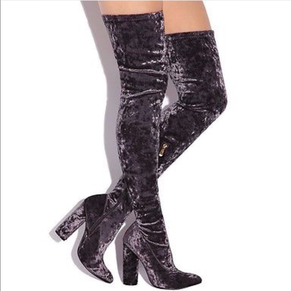 Purple/Pewter Suede OTK boots