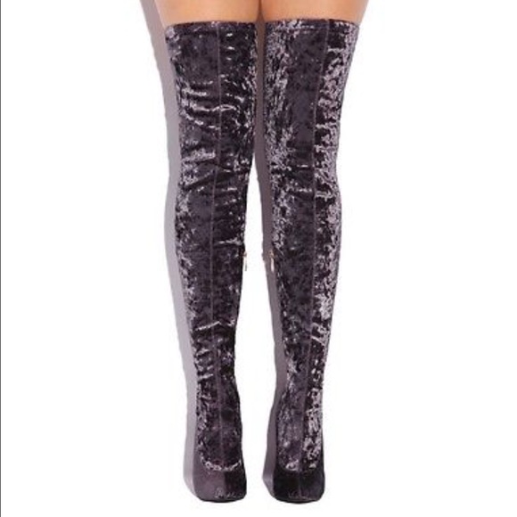 Purple/Pewter Suede OTK boots - Picture 2 of 4