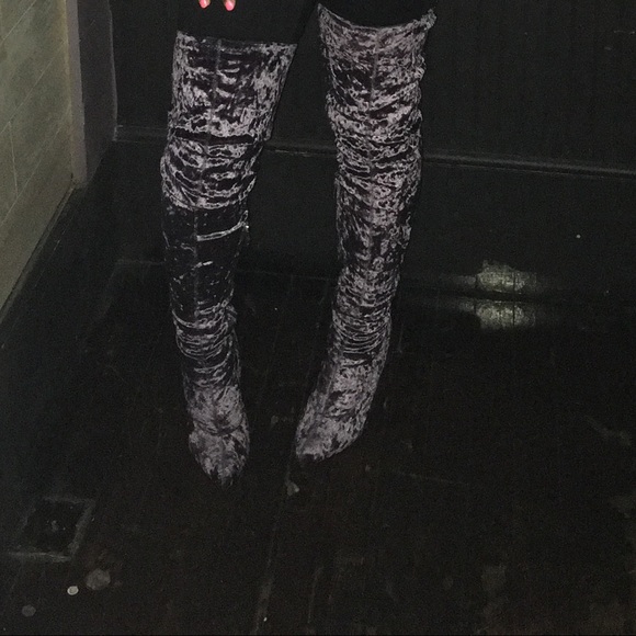 Purple/Pewter Suede OTK boots - Picture 4 of 4