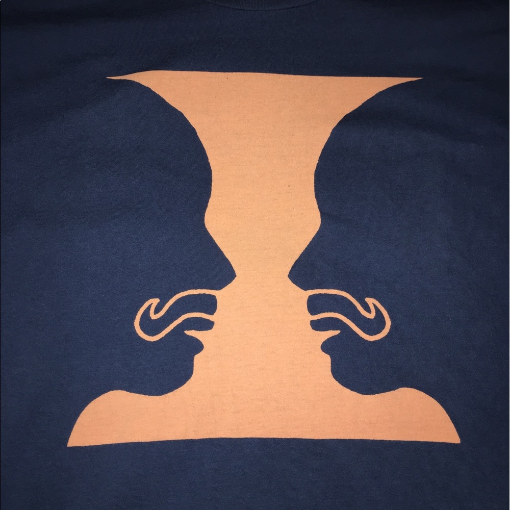 Men's XL Optical Illusion Mustache Graphic Tee