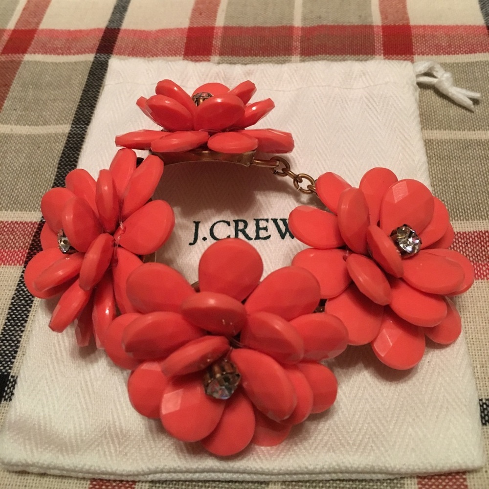 J. Crew pink flower bracelet