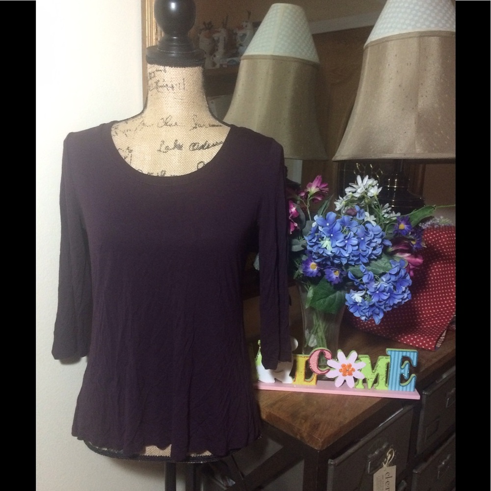 Ann Taylor Purple 3/4 Sleeve Sweater