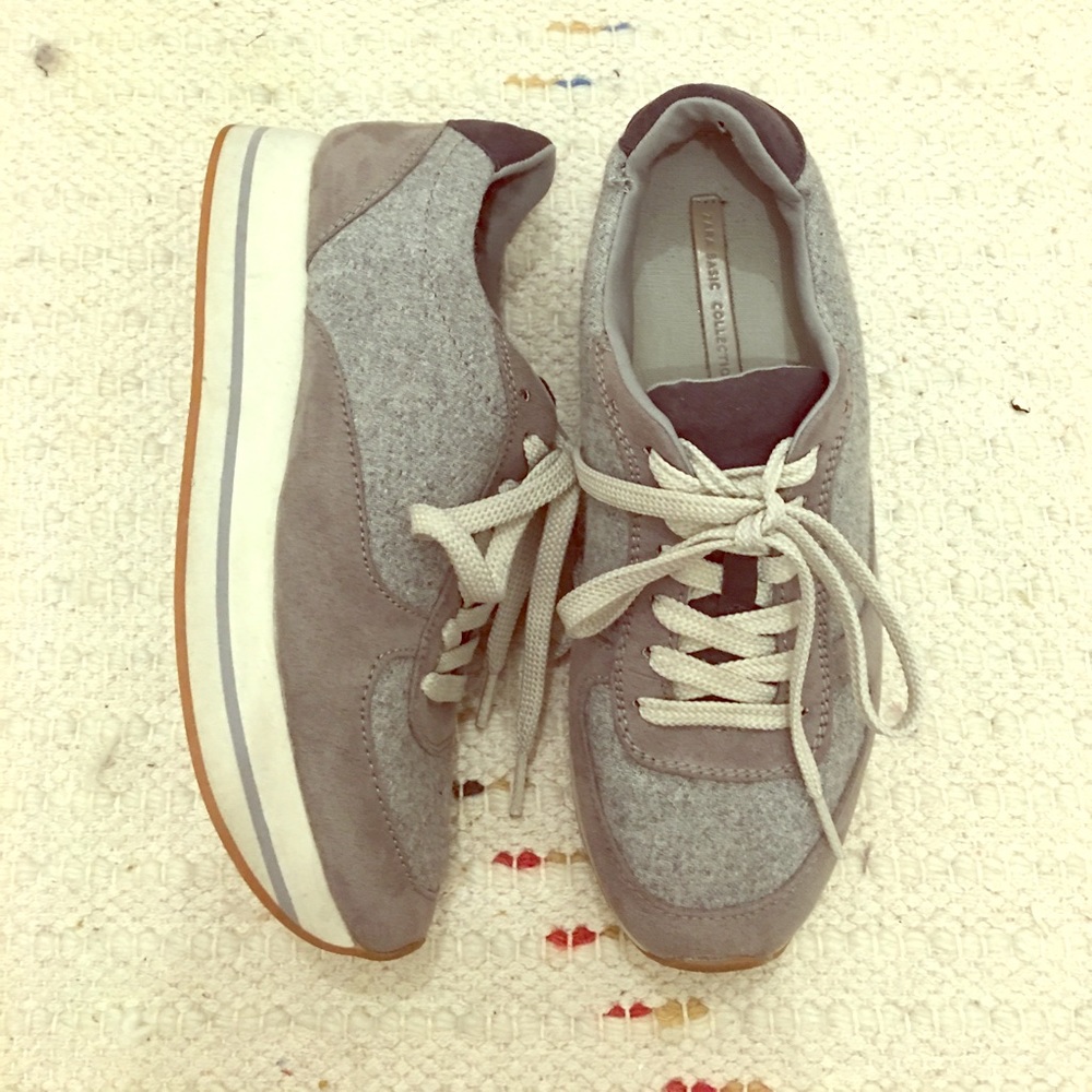 Zara basic platform sneakers grey size 38