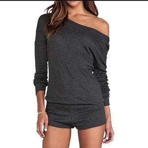 Off Shoulder Oblique Collar Jumpsuit Short Romper