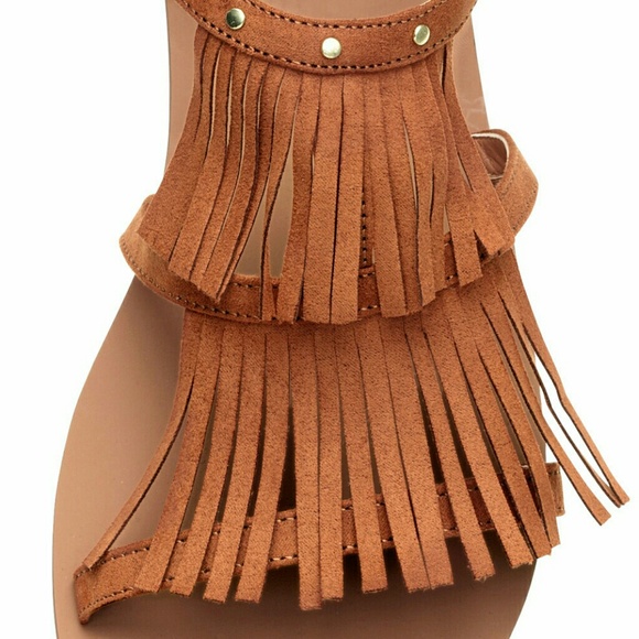 Cutest boho bohemian style fringe suede sandals - Picture 2 of 5