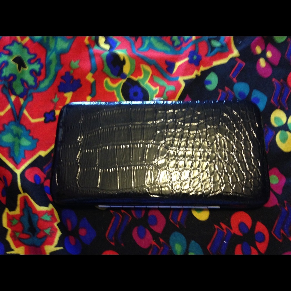 Black faux alligator skin wallet/ clutch