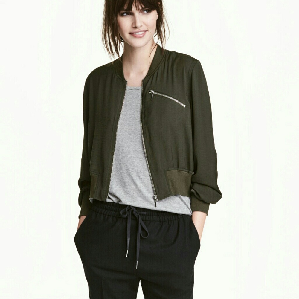 Army green bomber jacket