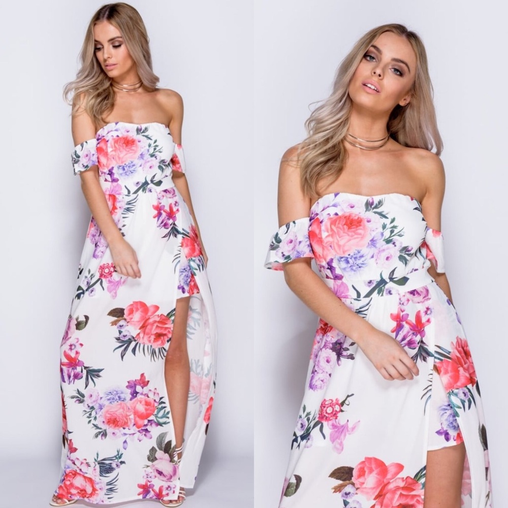 ๐LAST 1๐ Off-Shoulder Floral Bardot Maxi Dress - Picture 2 of 2