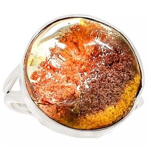 Natural Lodolite Scenic Quartz 925SS ring size 10